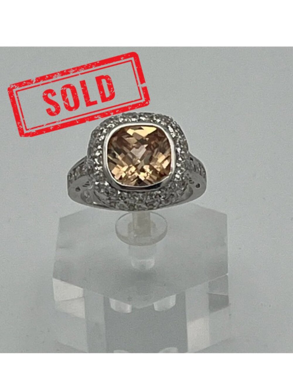 ****SOLD**** Elegant Statement Ring – Silver-Tone Setting